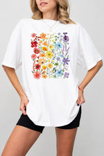 Rainbow wild flowers tee