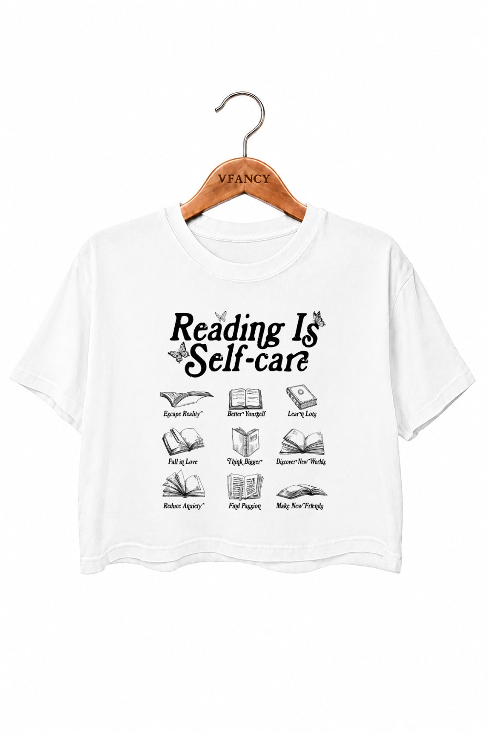 Reading is self-care crop top