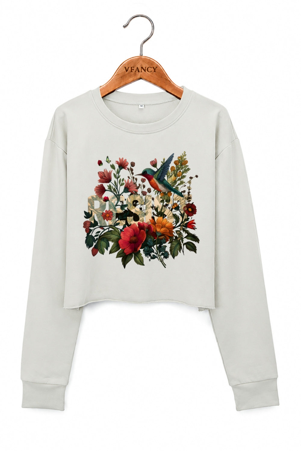 Resist bird floral crop sweatshirt