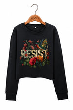 Resist bird floral crop sweatshirt