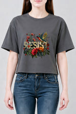 Resist bird floral crop top