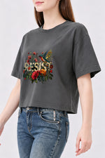 Resist bird floral crop top