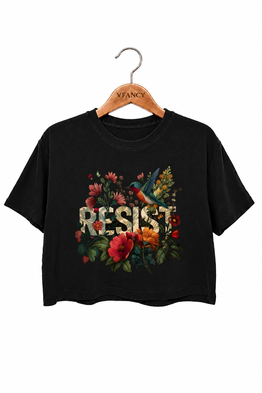 Resist bird floral crop top