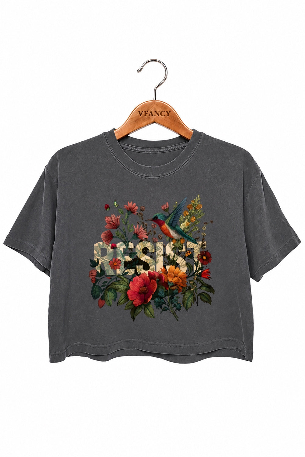 Resist bird floral crop top