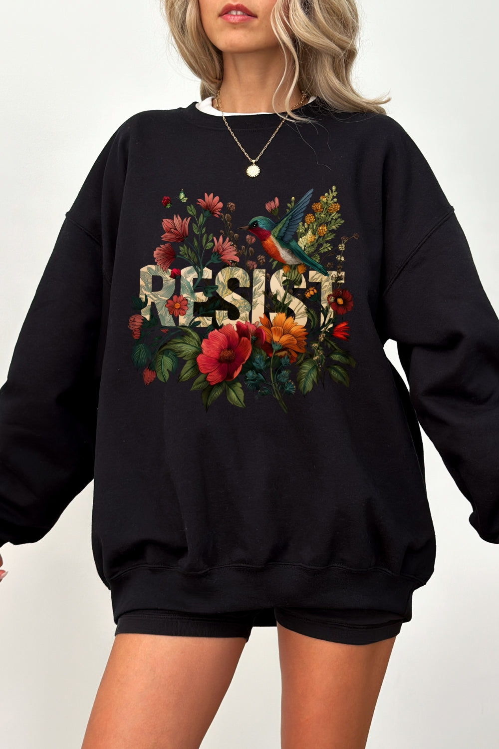 Resist bird floral sweatshirt