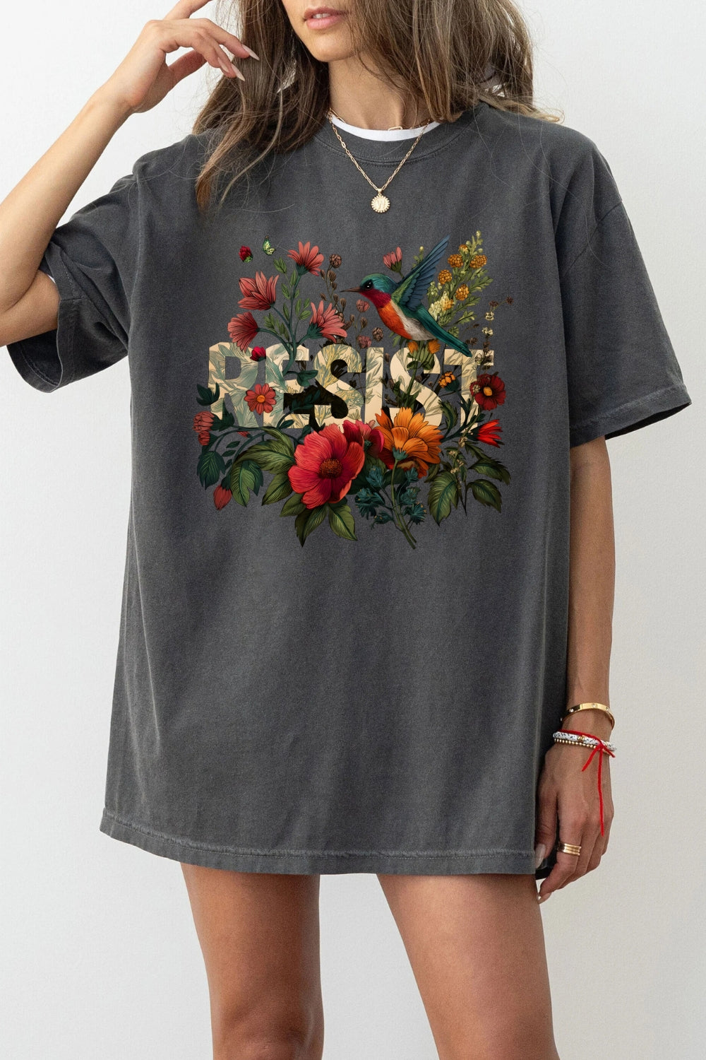 Resist bird floral tee