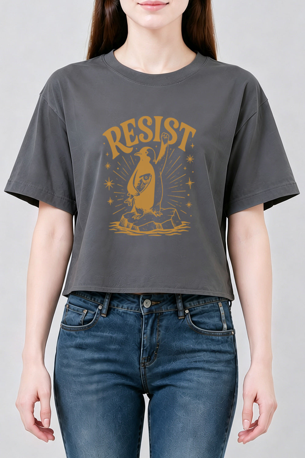 Resist penguin crop top