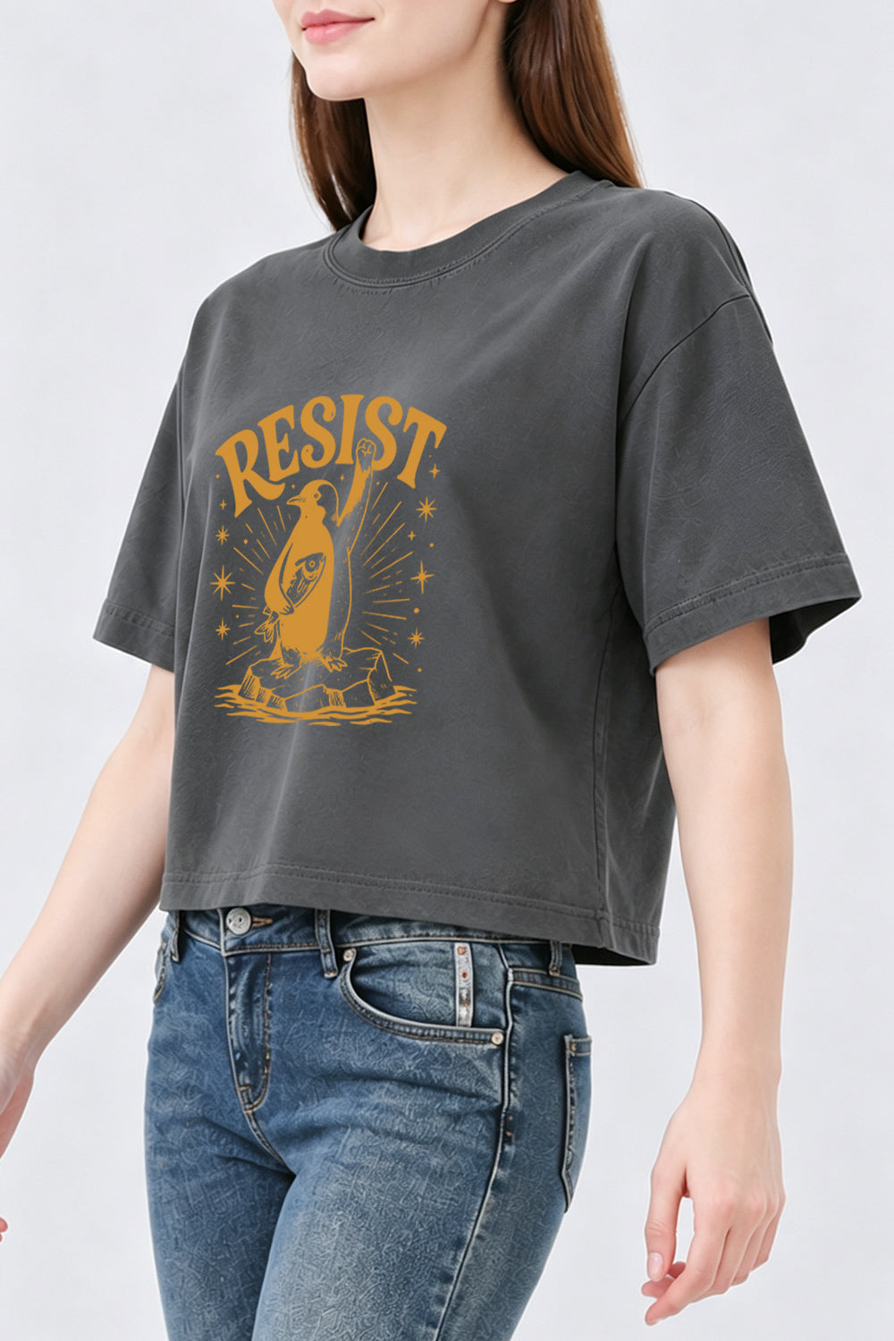 Resist penguin crop top