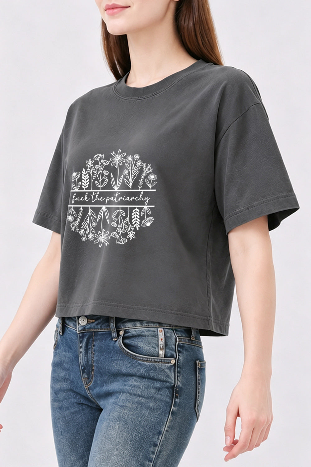 Resist the patriarchy floral crop top