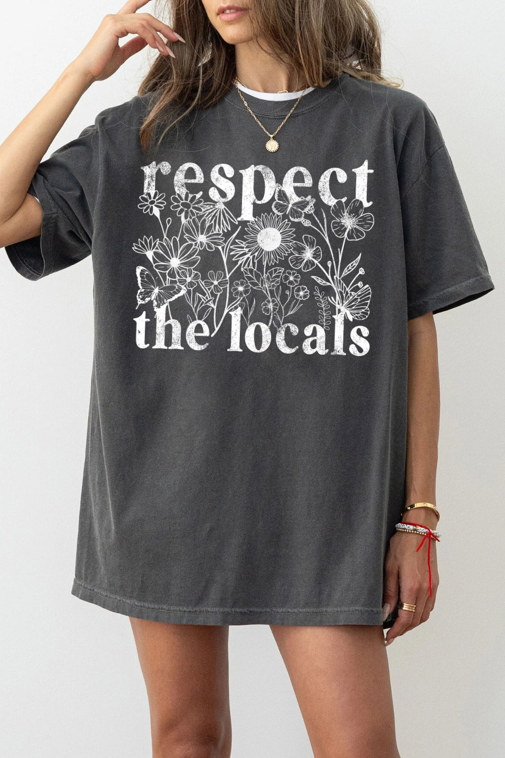 Respect the locals floral tee