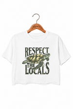 Respect the locals turtle crop top
