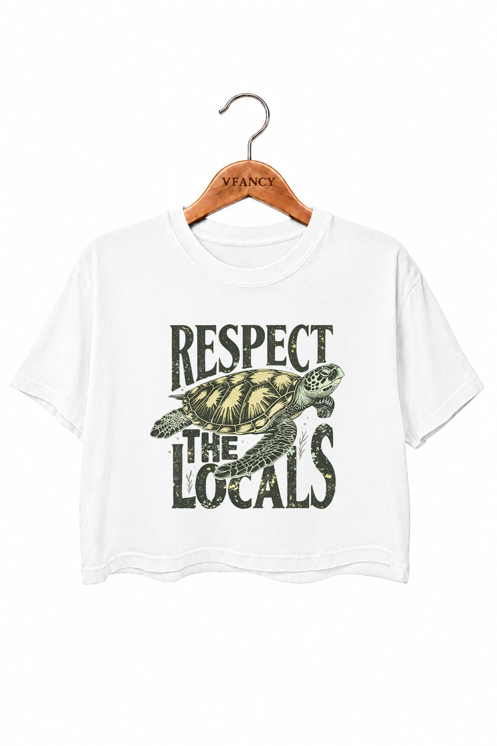 Respect the locals turtle crop top