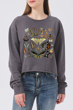 Retro butterfly collection crop sweatshirt