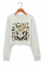 Retro butterfly collection crop sweatshirt