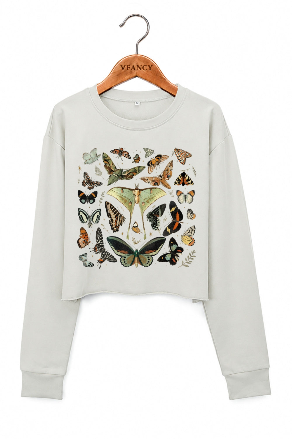 Retro butterfly collection crop sweatshirt