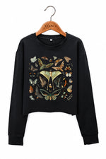 Retro butterfly collection crop sweatshirt