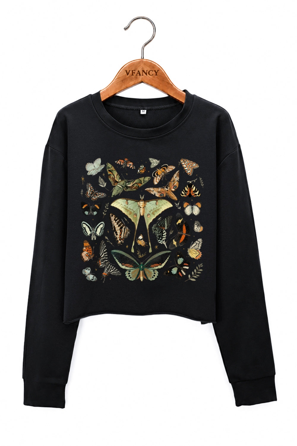 Retro butterfly collection crop sweatshirt