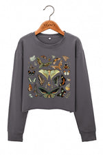 Retro butterfly collection crop sweatshirt