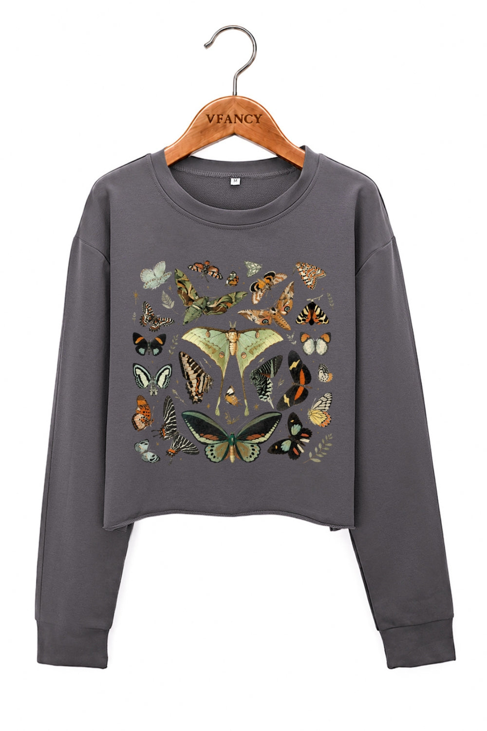 Retro butterfly collection crop sweatshirt