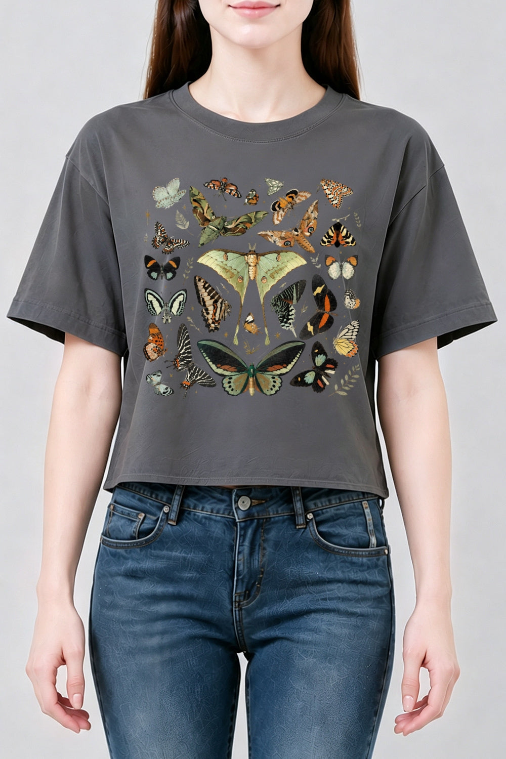 Retro butterfly collection crop top