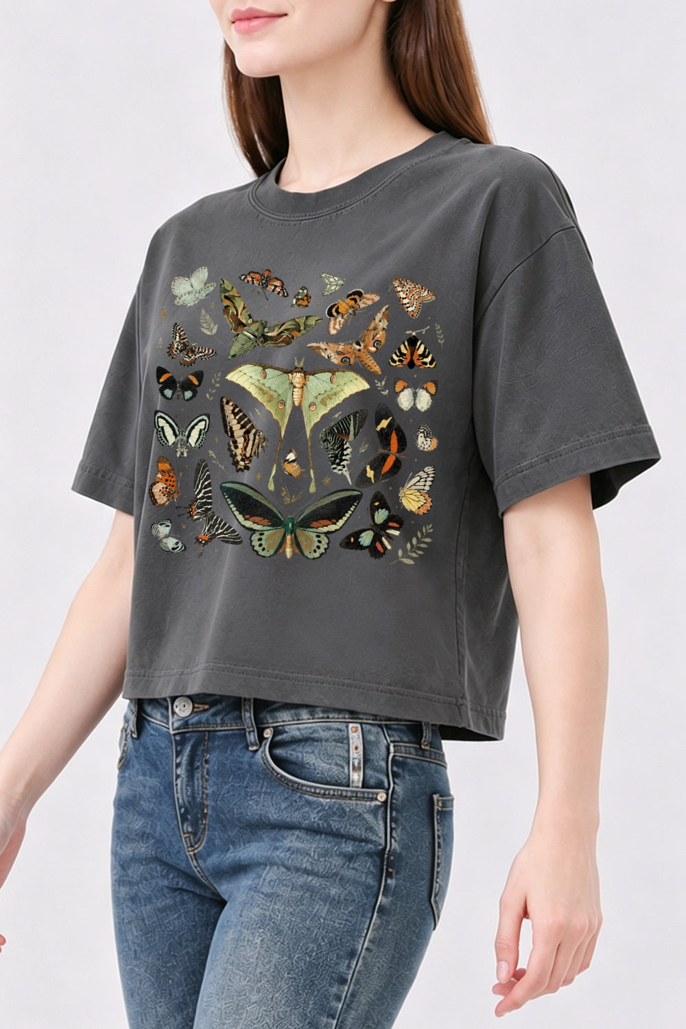 Retro butterfly collection crop top