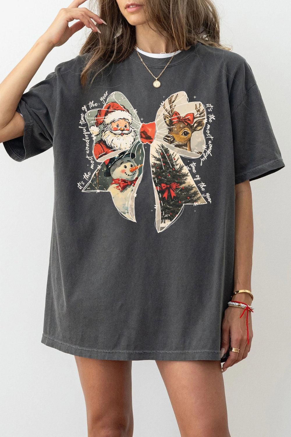 Retro christmas bow tee