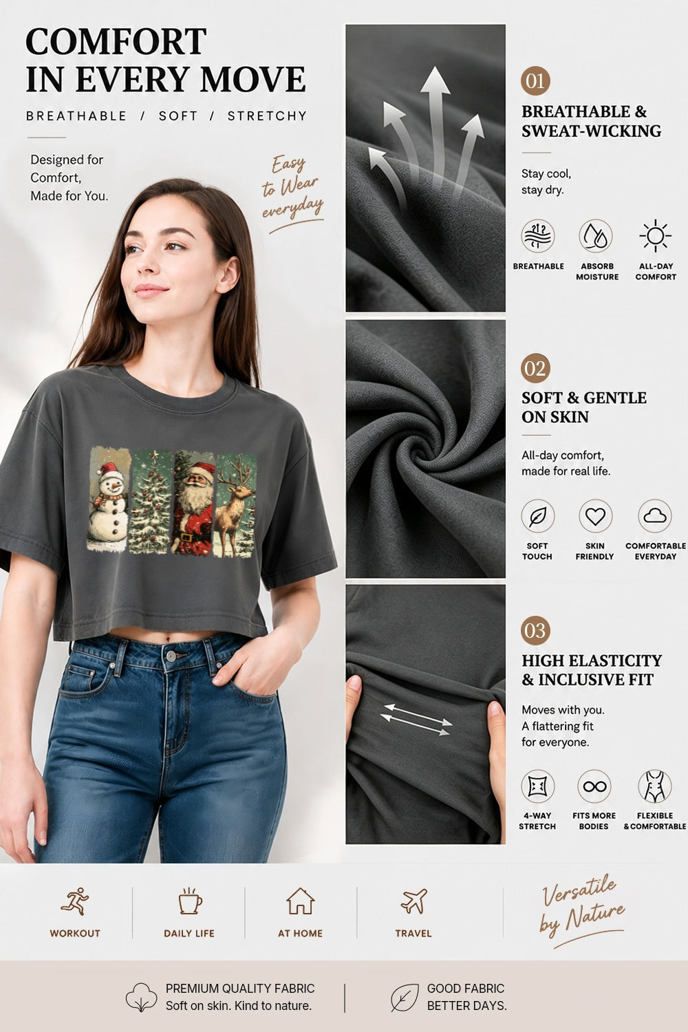 Retro christmas vibe crop top