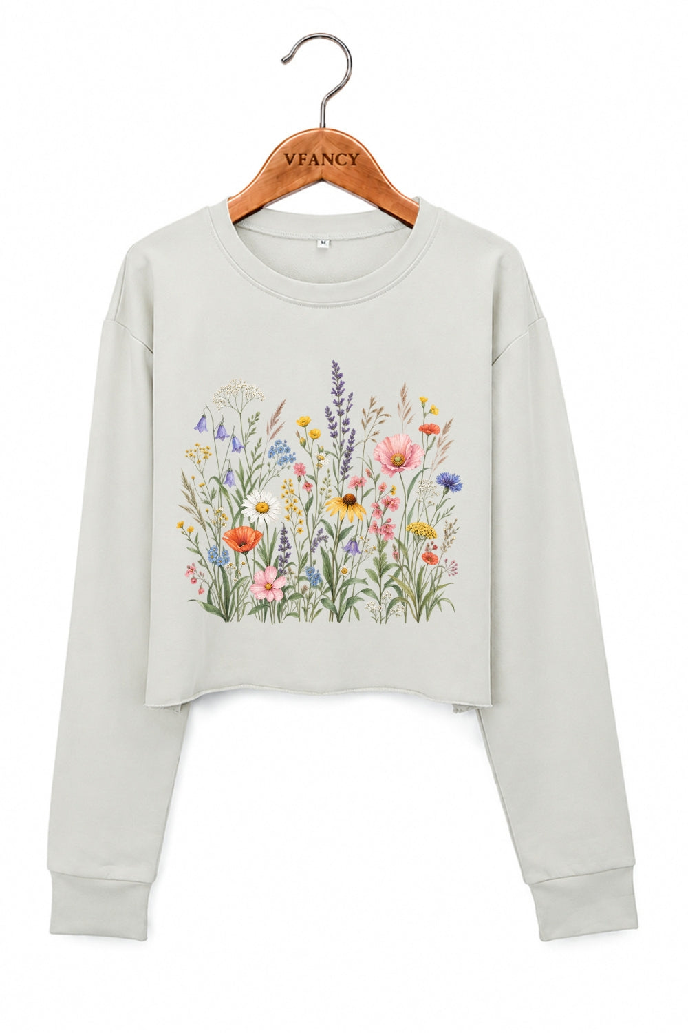 Retro cluster of flowers crop sweatshirt