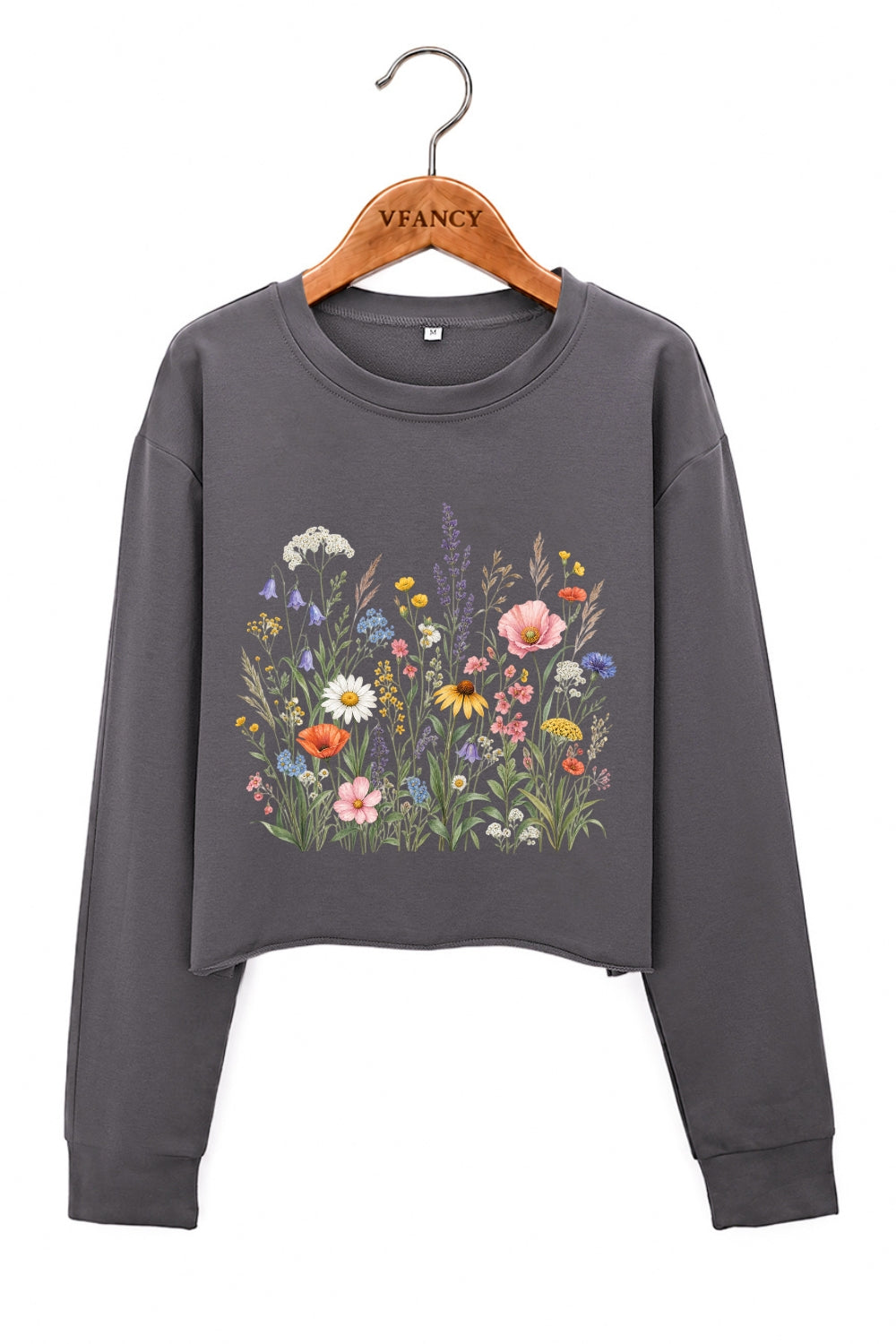 Retro cluster of flowers crop sweatshirt