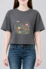 Retro cluster of flowers crop top