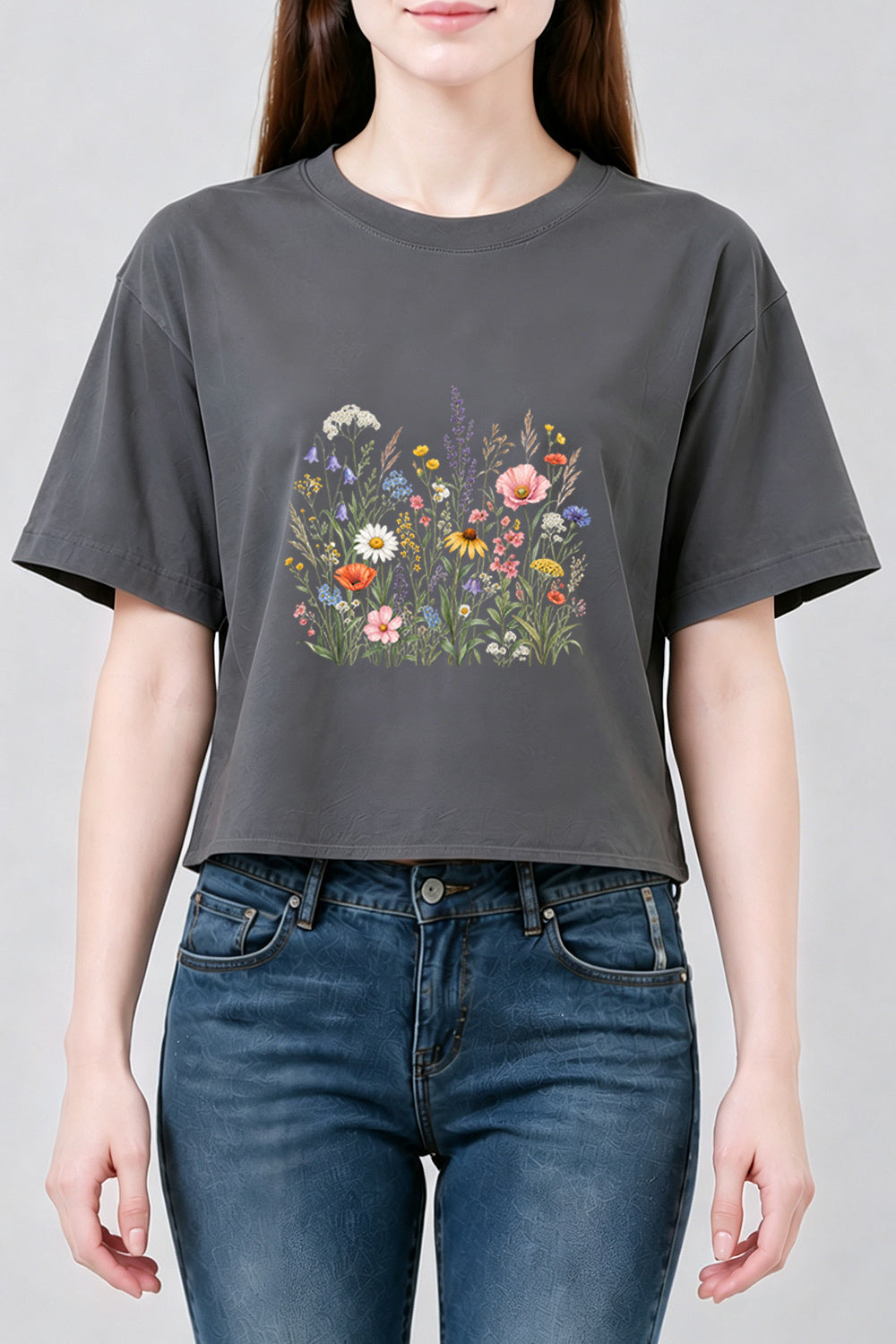 Retro cluster of flowers crop top