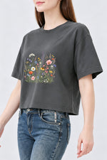 Retro cluster of flowers crop top