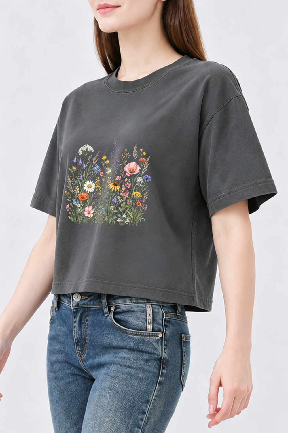 Retro cluster of flowers crop top