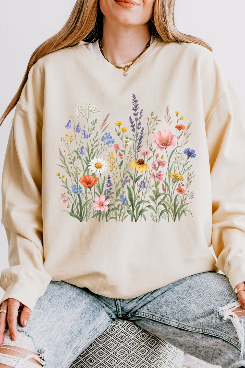 Retro cluster of flowers sweatshirt