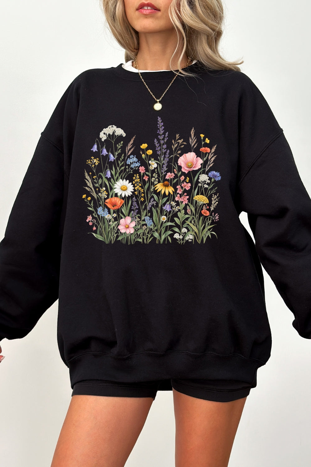 Retro cluster of flowers sweatshirt