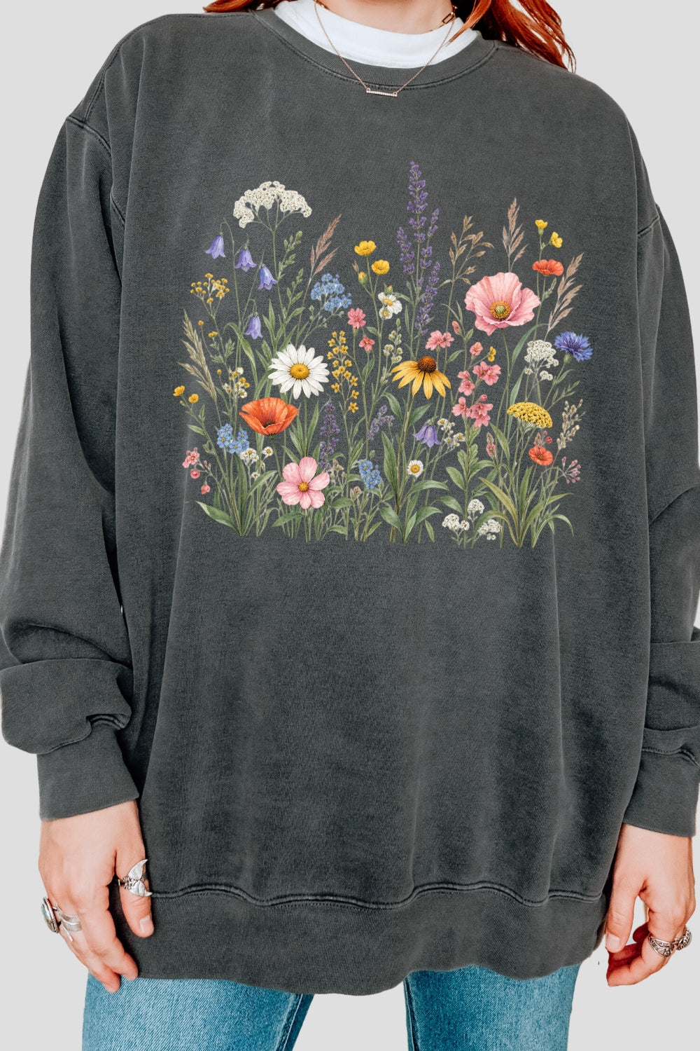 Retro cluster of flowers sweatshirt