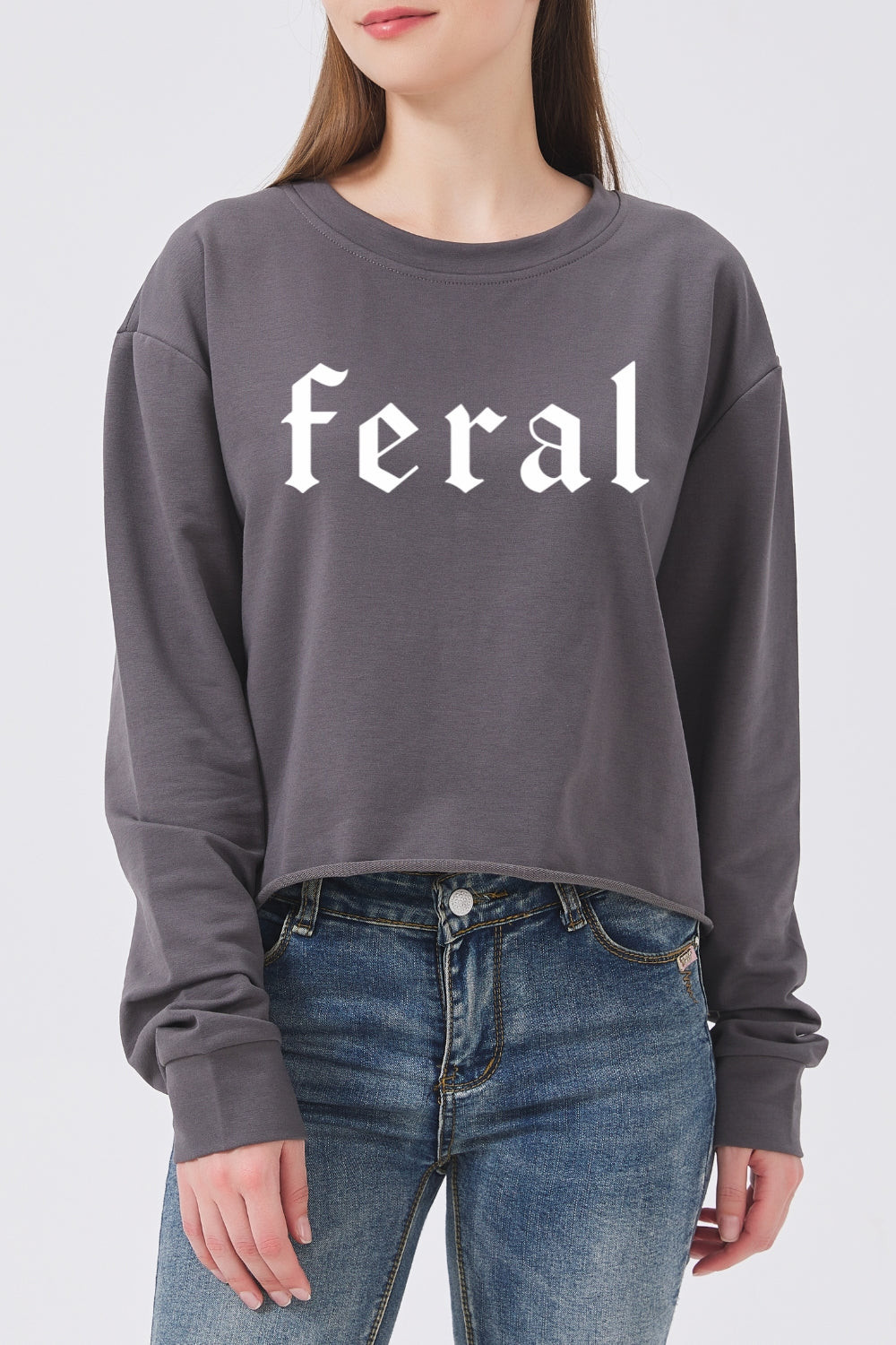 Retro feral gothic crop sweatshirt