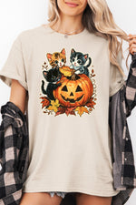 Retro halloween pumpkin kitten tee