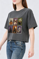 Retro halloween stamps crop top