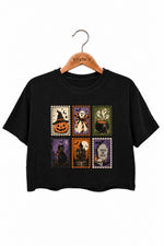 Retro halloween stamps crop top