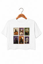 Retro halloween stamps crop top