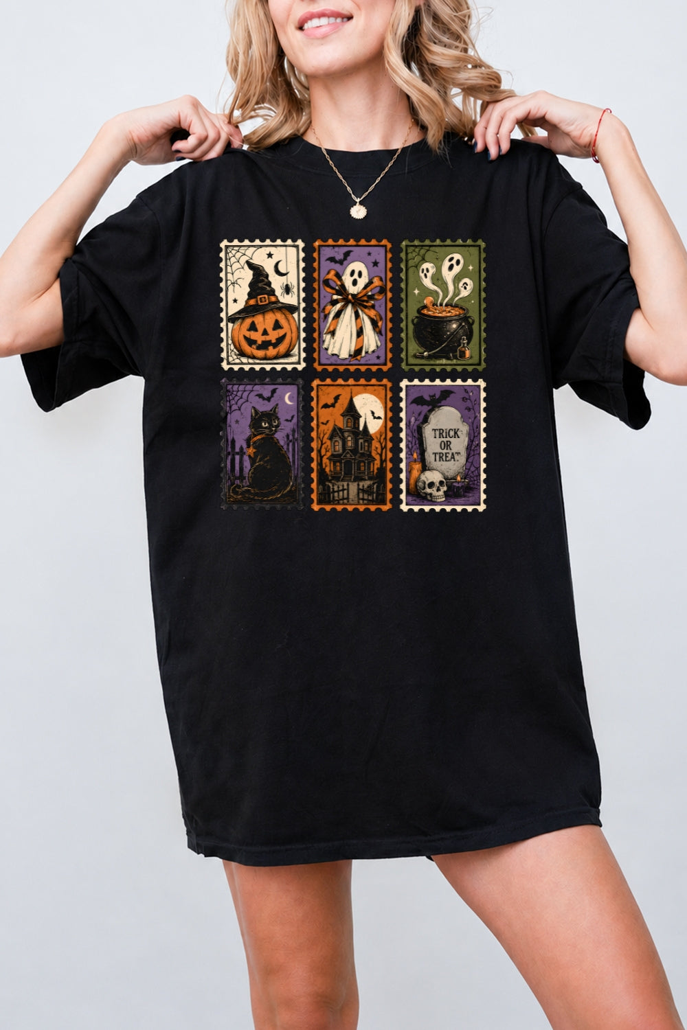 Retro halloween stamps tee
