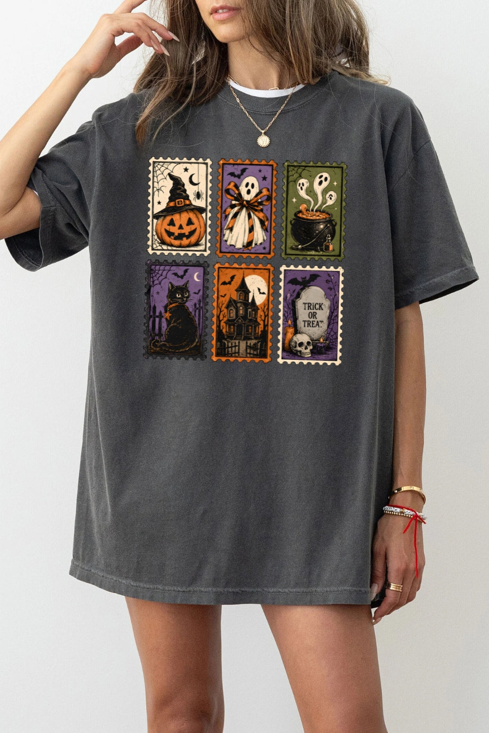 Retro halloween stamps tee
