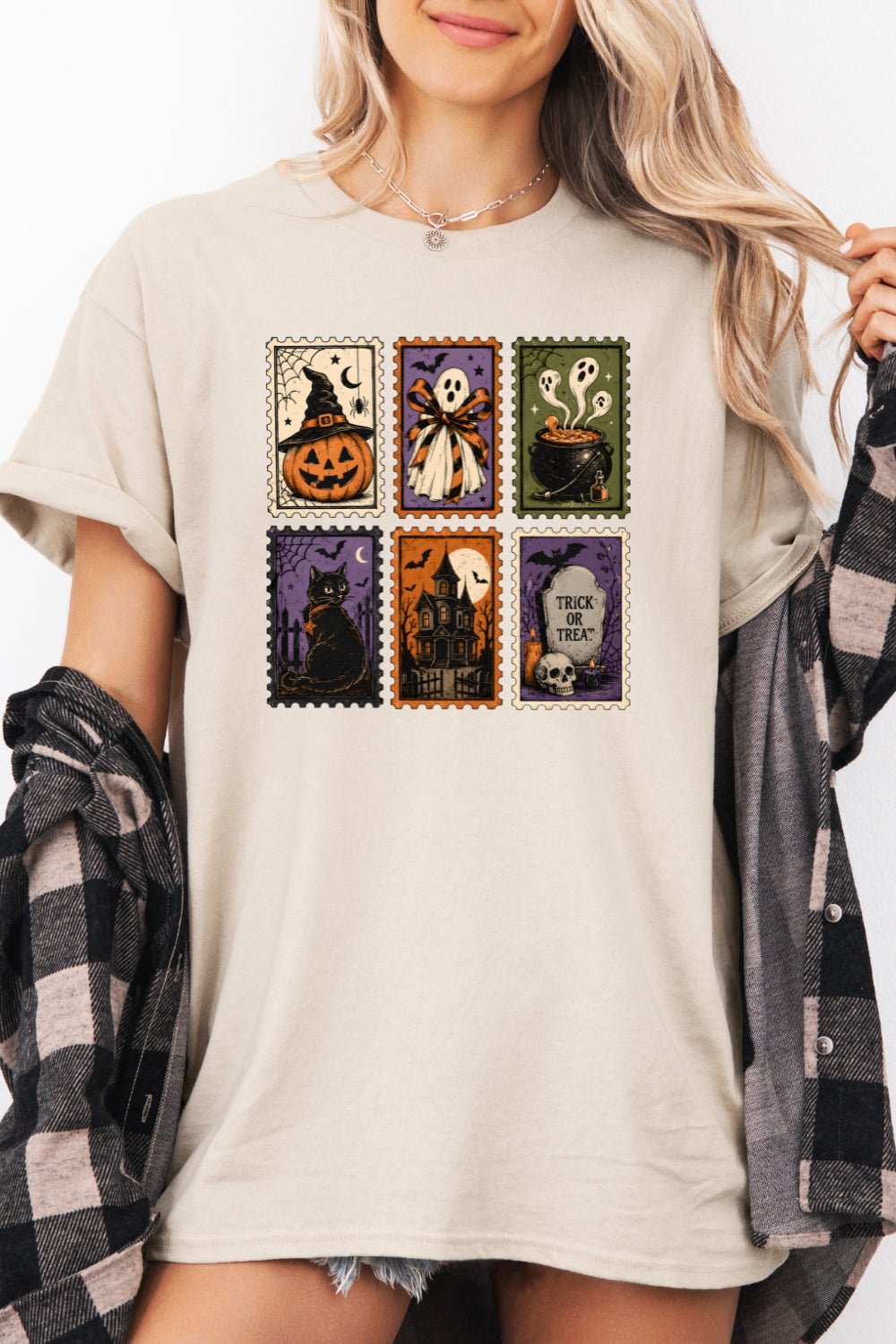 Retro halloween stamps tee