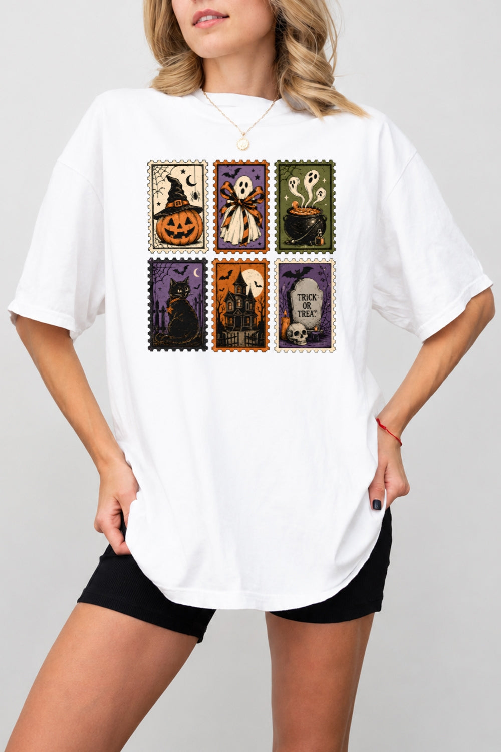 Retro halloween stamps tee