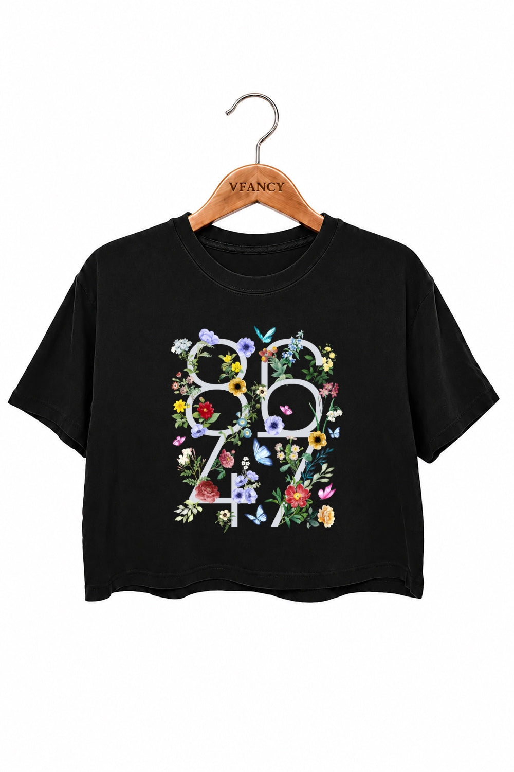 Retro numbers floral crop top