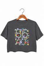 Retro numbers floral crop top