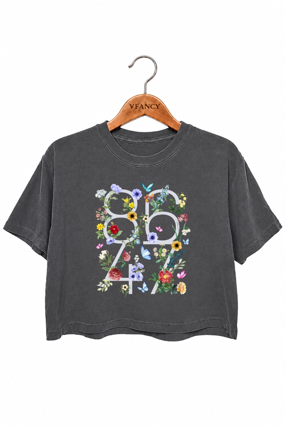 Retro numbers floral crop top