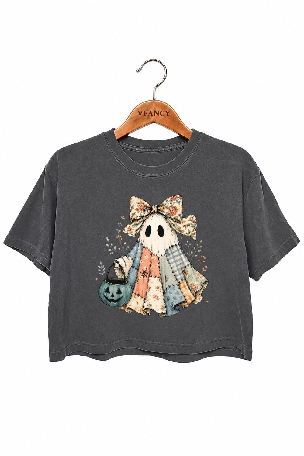 Retro patchwork ghost crop top