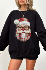 Retro patchwork santa print sweatshirt